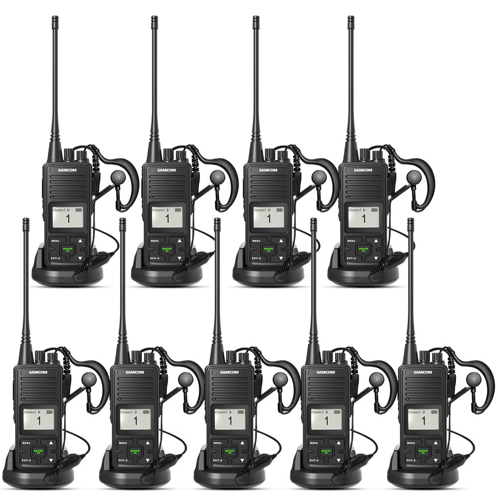 SAMCOM FPCN10A Walkie talkies Long Range, 3000mAh Battery High Power 2 Way Radios Two Way Radios for Adults Rechargeable, Business Programmable Handheld UHF Radios with Dual PTT Group Talk, 9 Packs
