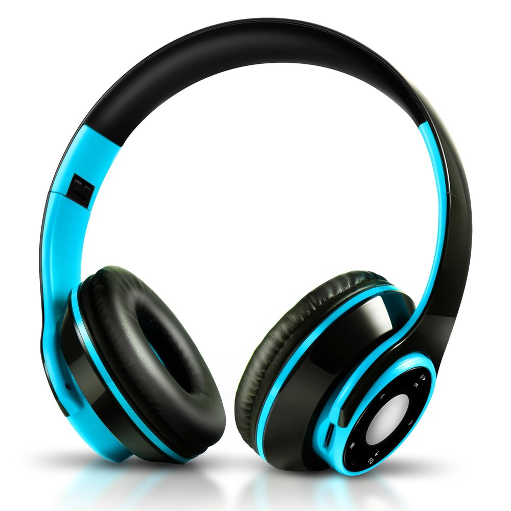 Bluetooth Headphones Over Ear, Wireless Headphones with 5 EQ Modes, 20 Hours Playtime Foldable HiFi Stereo Headset with Microphone, FM/TF for Cellphone/PC/Work/Travel/Kids/Adults/Gift (Blue)