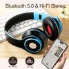 Bluetooth Headphones Over Ear, Wireless Headphones with 5 EQ Modes, 20 Hours Playtime Foldable HiFi Stereo Headset with Microphone, FM/TF for Cellphone/PC/Work/Travel/Kids/Adults/Gift (Blue) view 3