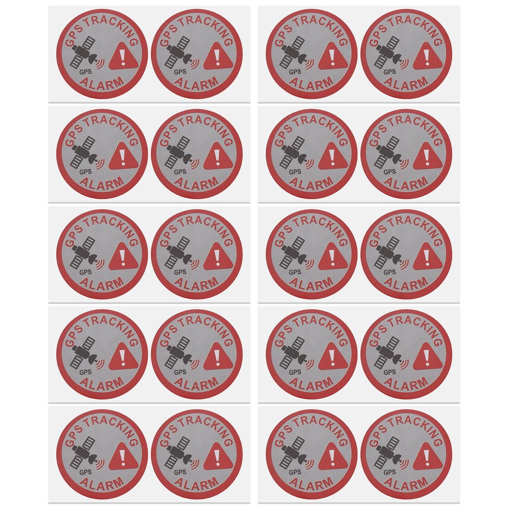 ECSiNG 20pcs GPS Tracking Alarm Sticker 7.5 x 3 cm Warning Sticker Indoor and Outdoor Use Theft Protection Adhesive Sticker (Rectangle)