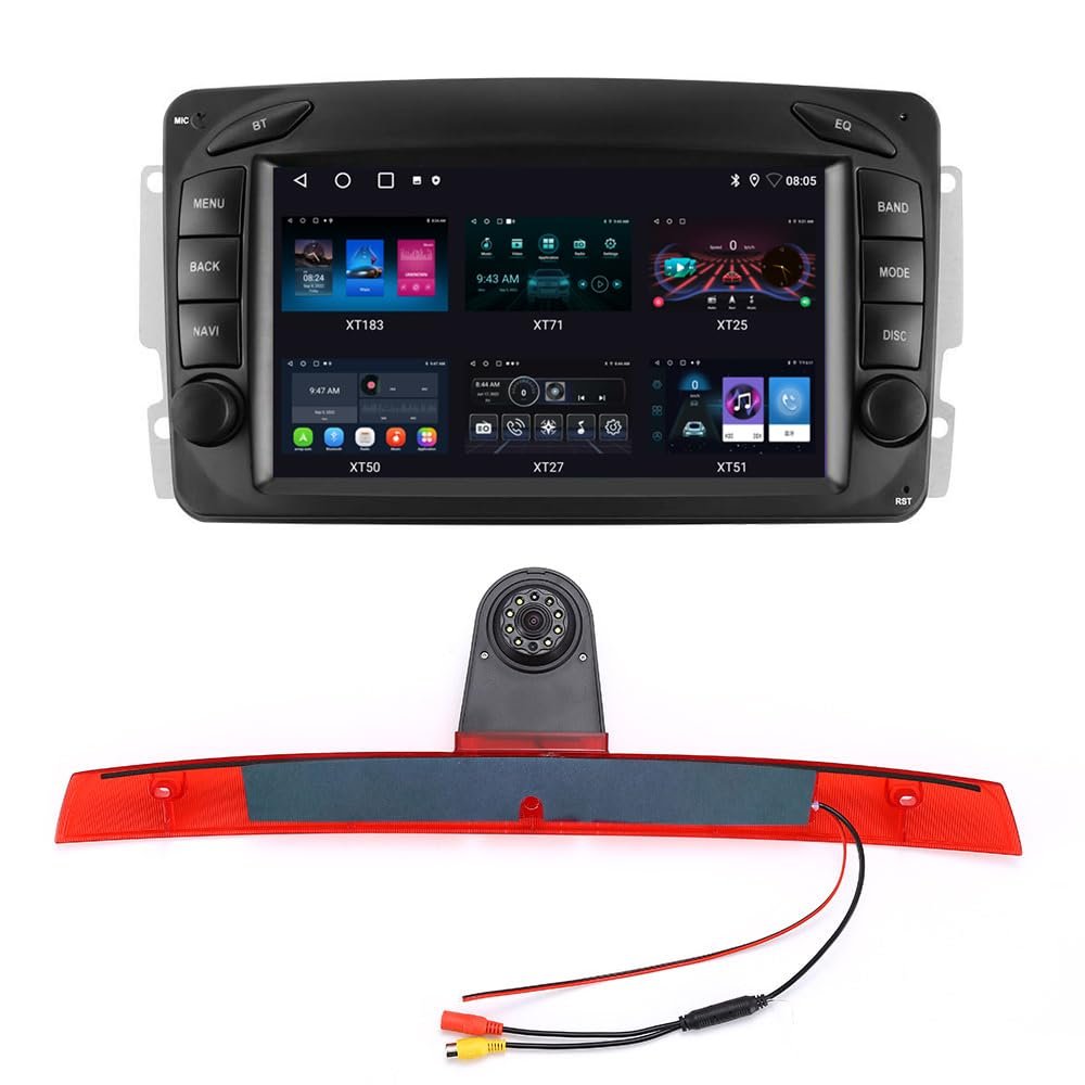 2+32G Car Radio Navigation for Mercedes-Benz Viano W639 - Head Unit with Carplay/Android Auto, 7 inch HD Touchscreen + Car Brake Light Camera with GPS Navigation, Bluetooth, WiFi, SWC, DSP, FM/RDS