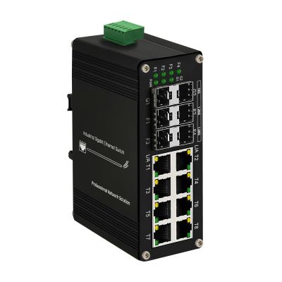 BAISULI Industrial Din Rail Switch Gigabit Ethernet Industrial 8 Ports Gigabit Fiber Switch with 2SFP:8 x1000M RJ45 +6 x1.25G SFP,DIN 14 Ports Ethernet Switch(POE Type)