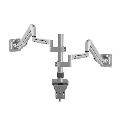 Monitor Stand Monitor Arm Dual Monitor Mount Arm 14-32 InchAdjustable Gas Spring Monitor Mount Stand Dual Monitor Mount for 4.4-19.8 Lbs Each Arm C-Clamp and Grommet Base Monitor Arm(Silver)