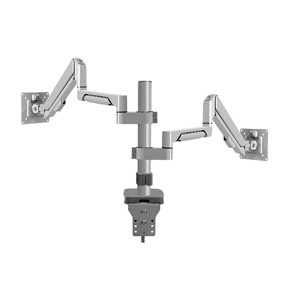 Monitor Stand Monitor Arm Dual Monitor Mount Arm 14-32 InchAdjustable Gas Spring Monitor Mount Stand Dual Monitor Mount for 4.4-19.8 Lbs Each Arm C-Clamp and Grommet Base Monitor Arm(Silver)