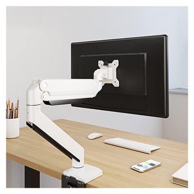 LOVULIFE Monitor Stand Desktop Monitor Stand Arm Single Monitor Desk Mount with Gas Spring for 17``-40''Monitors, Heavy Duty Monitor Stand, Holds Up to 1-15KG Monitor Monitor Arm(White)