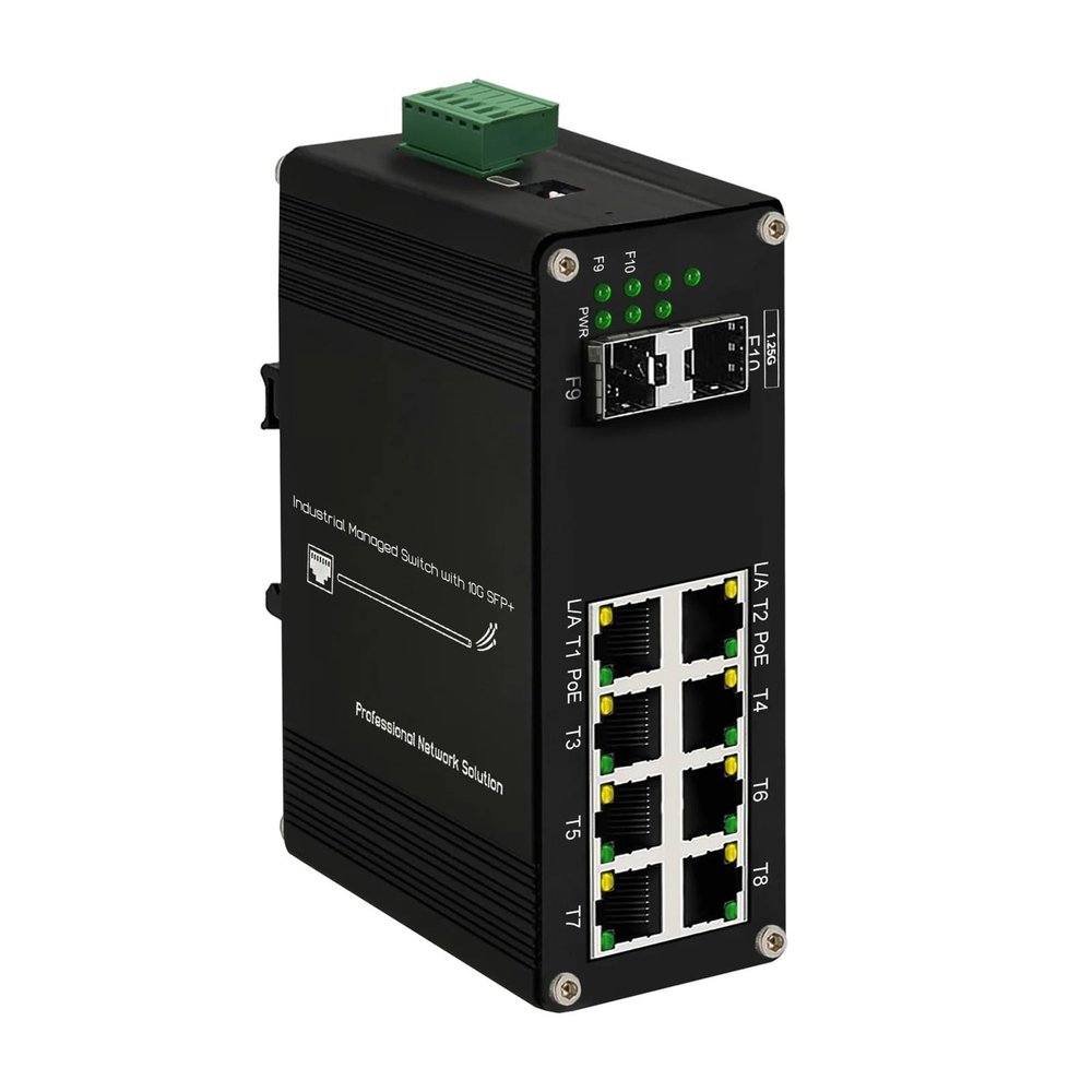 BAISULI Industrial Din Rail Switch Gigabit Ethernet Industrial L2+ Managed Ethernet (PoE) Fiber Switch 8-Port 10/100/1000T + 2/6-Port 1000X SFP IEEE 802.3af/at Aluminum Case IP40(PoE 8GE 2SFP)