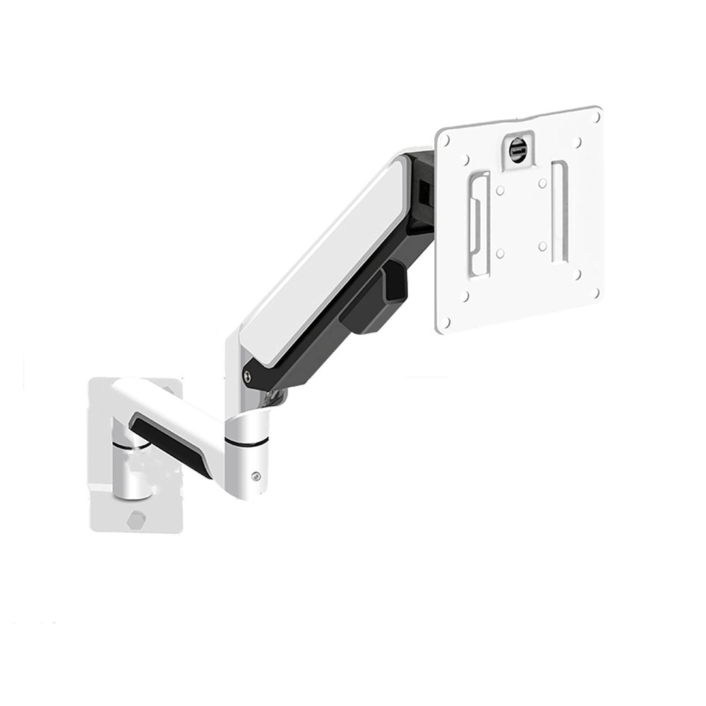 LOVULIFE Monitor Stand Monitor Arm White Monitor Stand Adjustable Gas Spring Single Arm Stand 10"-32" Monitor Wall Mount Bracket with 75/100mm, Holds Up to 19.8lbsa Monitor Arm(B)