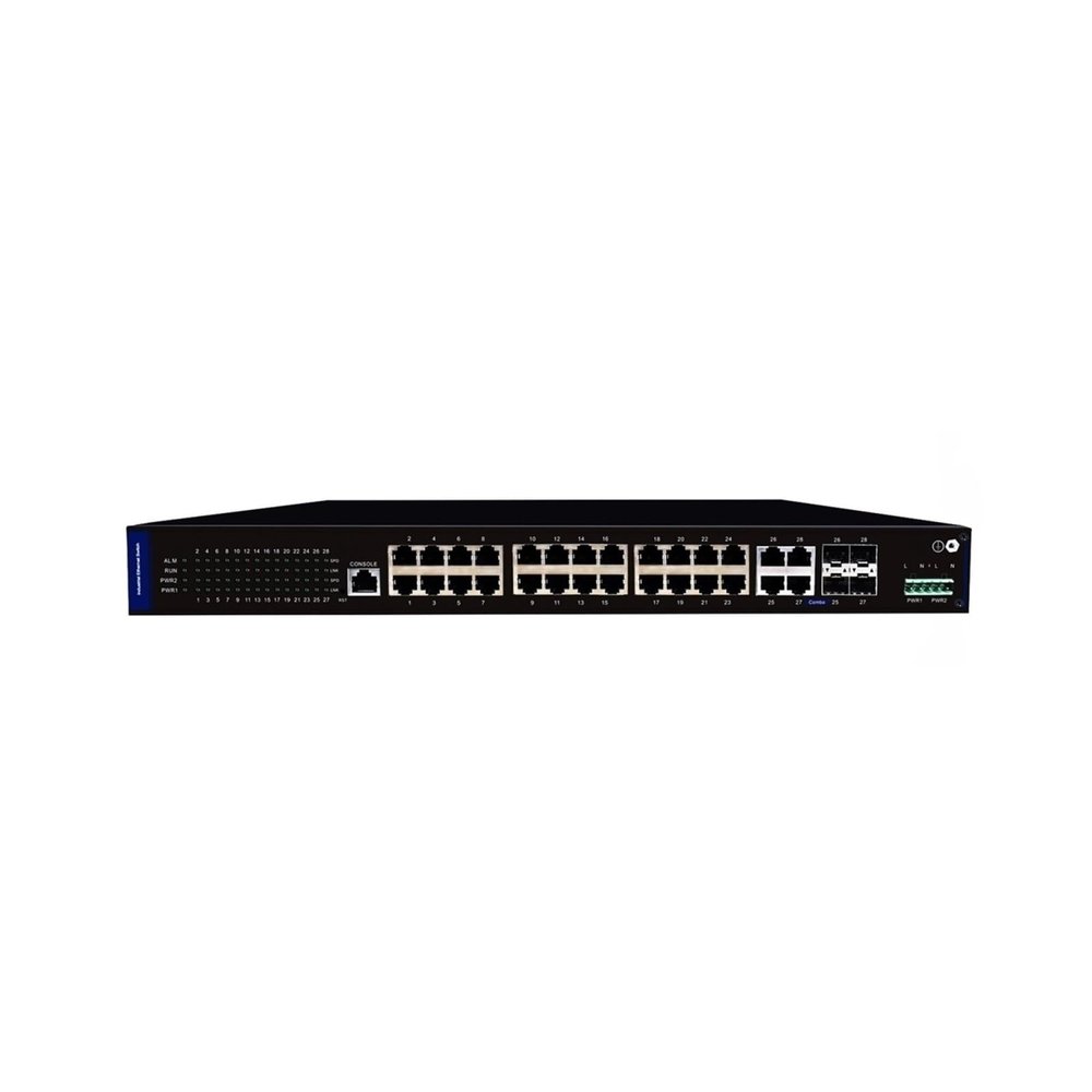 BAISULI Industrial Din Rail Switch Gigabit Ethernet Industrial Managed Ethernet Switch: 24-Port RJ45 + 4-Port Combo TP/SFP Ethernet Switch. 28 Ports Management Ethernet Switch(Non-PoE Switch)