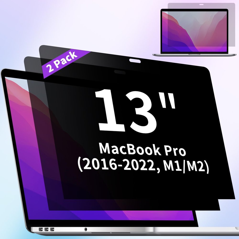 ANTOGOO V 2-Pack Privacy Screen Compatible with MacBook Pro 13 Inch Screen Protector (2016, 2017, 2018, 2019, 2020, 2021, 2022, M1, M2), Laptop Privacy Screen Matte Anti Blue Light Glare Filter