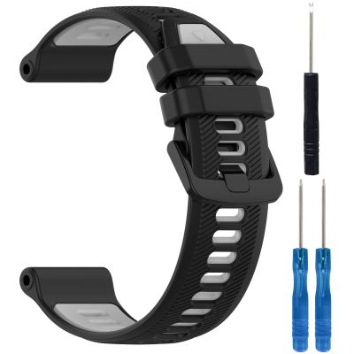 2-Tone Silicone Watch Band for Garmin Forerunner 970 965 955 945 935,22mm Interchangable Quick Release Replacement Bands for Garmin Fenix 7 Pro, Fenix 6 Pro, Fenix 5 Plus,Black Grey