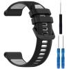 2-Tone Silicone Watch Band for Garmin Forerunner 970 965 955 945 935,22mm Interchangable Quick Release Replacement Bands for Garmin Fenix 7 Pro, Fenix 6 Pro, Fenix 5 Plus,Black Grey view 1