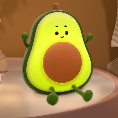 Yesinaly Cute Avocado Night Light for Kids - Touch Silicone Night Lamp for Bedroom Nursery Classroom Lamp Nightlight for Boys Girls Birthday Gifts, Green