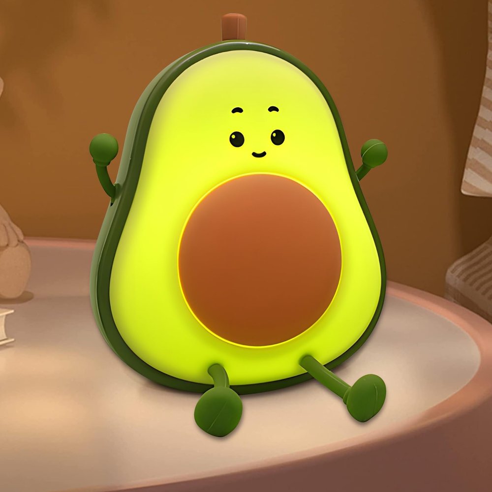 Yesinaly Cute Avocado Night Light for Kids - Touch Silicone Night Lamp for Bedroom Nursery Classroom Lamp Nightlight for Boys Girls Birthday Gifts, Green