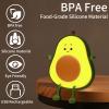 Yesinaly Cute Avocado Night Light for Kids - Touch Silicone Night Lamp for Bedroom Nursery Classroom Lamp Nightlight for Boys Girls Birthday Gifts, Green view 4