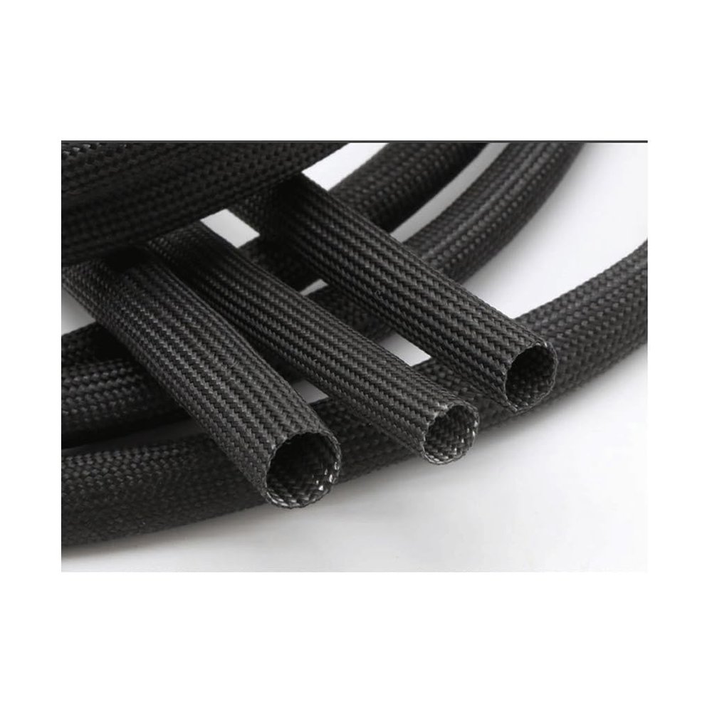 Braided Fiberglass Sleeve 600 Deg.C High Temperature Glass Fiber Tube Fiberglass Sleeving, for DIY Tubing Cable Sleeves 1pcs(Black,1.5mm x 2meters)
