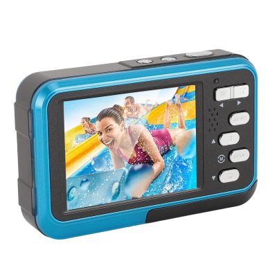 4K Underwater Cameras, HD Dual 48MP Autofocus Dual Screen Underwater Selfie Camera, 11FT Outdoor Sports Camera, Diving Diving Camera. (Blue)