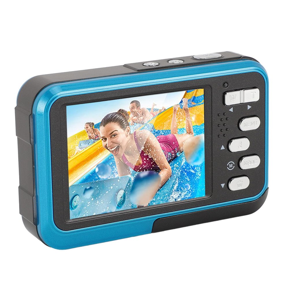 4K Underwater Cameras, HD Dual 48MP Autofocus Dual Screen Underwater Selfie Camera, 11FT Outdoor Sports Camera, Diving Diving Camera. (Blue)