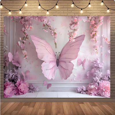 10x6ft Photography Background Pink Princess Girl Birthday Party Flower Butterfly European Wall Photo Backdrop Art Wedding Banner Photo Studio Props