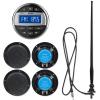 Herdio Marine Bluetooth Receiver -AM FM Radio and 4 inch Waterproof Speakers(2 Pairs)+Black Antenna for Boat Yacht ATV UTV view 1