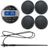 Herdio Marine Bluetooth Receiver -AM FM Radio and 4 inch Waterproof Speakers(2 Pairs)+Black Antenna for Boat Yacht ATV UTV view 4