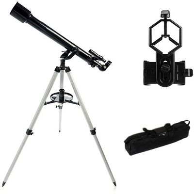 DCYEQRQ Portable Astronomical Telescope,Refractor Telescope for Kids and Astronomy Beginners with Lightweight Tripod,Phone Mount and Carry Bag,Perfect for Educational Gift (Silver+phonemou