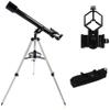 DCYEQRQ Portable Astronomical Telescope,Refractor Telescope for Kids and Astronomy Beginners with Lightweight Tripod,Phone Mount and Carry Bag,Perfect for Educational Gift (Silver+phonemou view 1