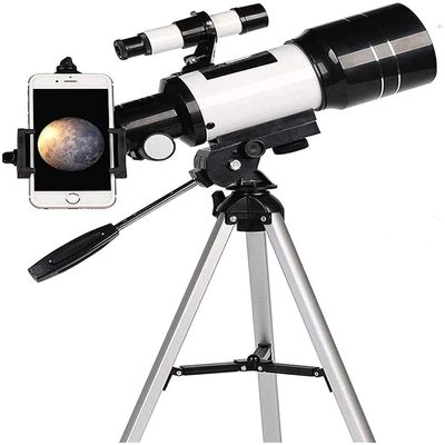 DCYEQRQ Astronomy Beginners, 70mm Aperture 300mm Refractor Telescope for Astronomy, Portable Travel Telescope with Tripod for Kids Adults