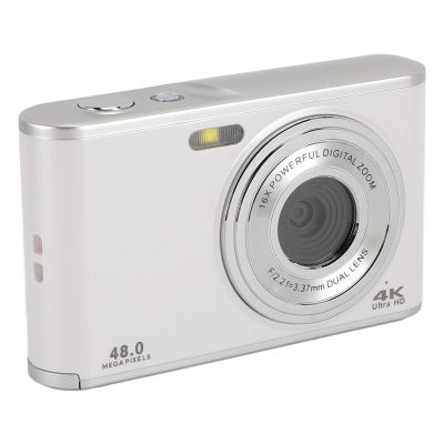 ASHATA 48MP Digital Camera for Photography, UHD 4K Vlogging Video Camera with 2.8 inch Display, Autofocus Antishake 16X Zoom Digital Point Shoot Camera for Selfie Beginner (White)