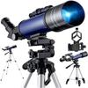 DCYEQRQ Telescope for Kids Beginners Adult, 70mm Astronomical Refractor Telescope with Adjustable Tripod && Finder Scope- Portable view 1
