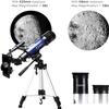 DCYEQRQ Telescope for Kids Beginners Adult, 70mm Astronomical Refractor Telescope with Adjustable Tripod && Finder Scope- Portable view 4