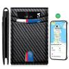 Mens Smart Wallet with Tracker - Rechargeable Item Locator, Compatible with Apple Find My & Bseek (only iOS), Thin Design (Carbon Black & Black) (CarbonBlack06) view 1