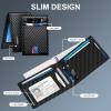 Mens Smart Wallet with Tracker - Rechargeable Item Locator, Compatible with Apple Find My & Bseek (only iOS), Thin Design (Carbon Black & Black) (CarbonBlack06) view 4