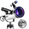 Professional Astronomical Telescope Children Adults, 76Mm Aperture 700Mm Reflective Telescope, High Magnification Stargazing Portable Travel Telescope with Carry Bag, Tr view 1