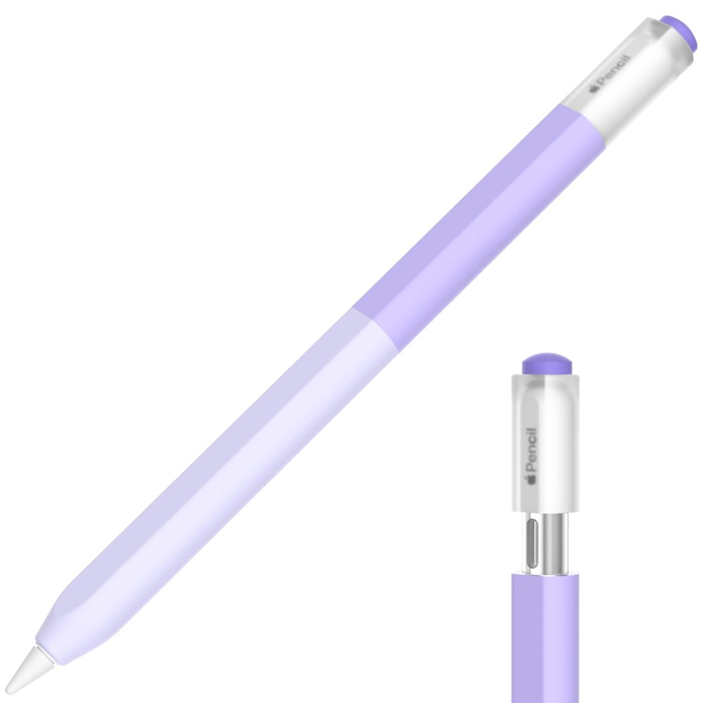 AZF iPencil Case Compatible with Apple Pencil (USB-C) Case, Gradient Color Silicone Cover, Comfortable Grip Soft and Non-Slip, Support Magnetic Attachment. (Lavender Purple)