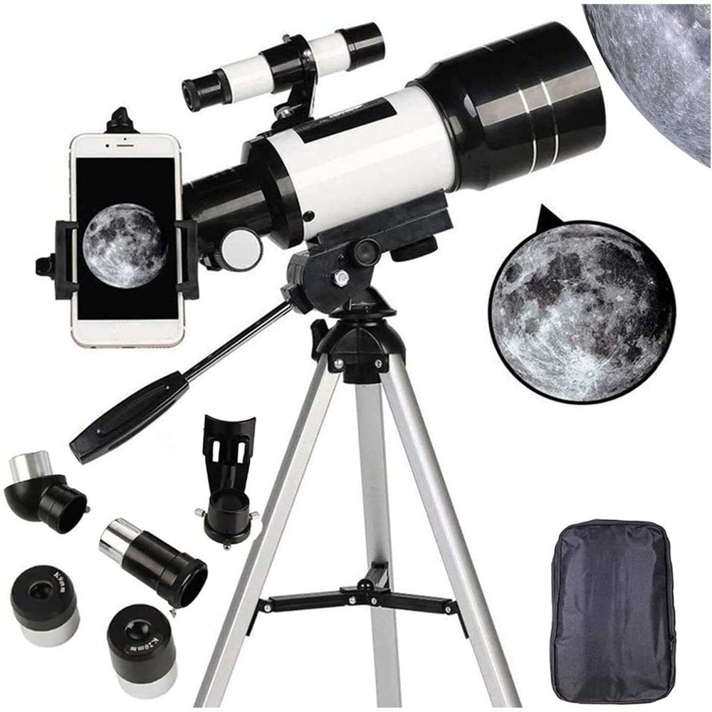 DCYEQRQ Telescope for Adults,70Mm Telescope for Beginners and Kids,Refractor for Viewing Moon Stargazing Outdoor Activities Tripod and Smartphone Mount