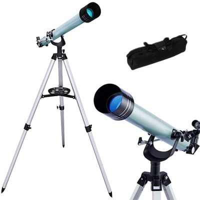 DCYEQRQ Portable Astronomical Telescope,Refractor Telescope for Kids and Astronomy Beginners with Lightweight Tripod,Phone Mount and Carry Bag,Perfect for Educational Gift (Silver+phonemou