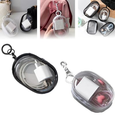 DirectNine Basics Charging Cable Storage Bag, Transparent Mobile Phone Charger Organizer, Waterproof Cable Storage Case, Portable Electronic Cord Organizer Travel Case (2pcs Mix)