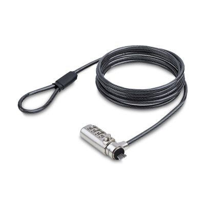 StarTech.com Slim Lock K-Slot Compatible, 6.6ft (2m) Combination Locking Cable, Desk Anti-Theft Security for Laptop/Notebook