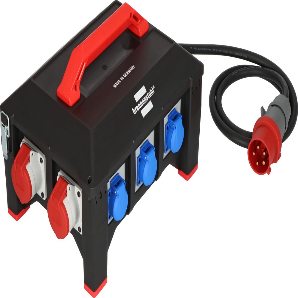 Brennenstuhl Professional Rubber Power Distributor BSV 5 / Power Distributor CEE Plug 32A (2 m Cable H07RN-F 5G6.0, 1xCEE 400V/32A, 2xCEE 400V/16A, 6X Earthing Contact 230V, Made in Germany)