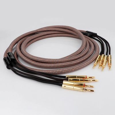 LEOSP HiFi OCC Pure Copper Cable Audio Speaker Cable Wire with Gold Plated Banana Plug(1 Meters)
