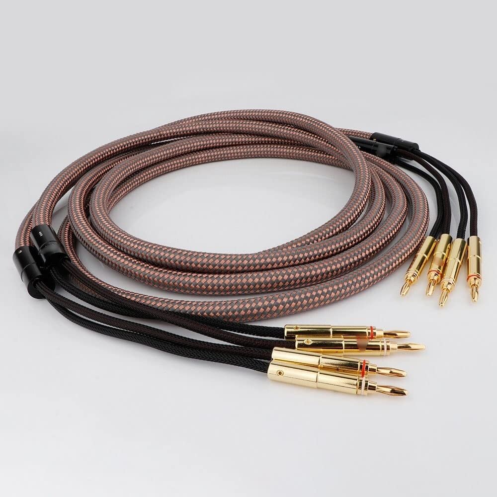 LEOSP HiFi OCC Pure Copper Cable Audio Speaker Cable Wire with Gold Plated Banana Plug(1 Meters)