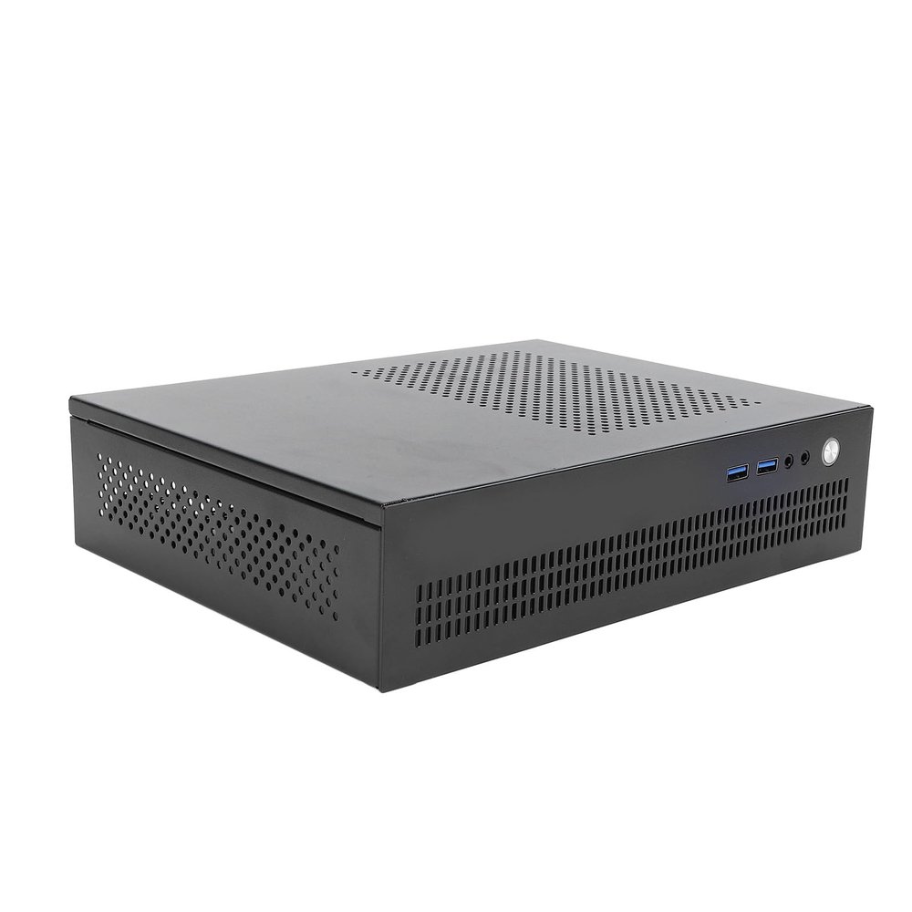 Zunate Mini ITX Computer Case - Black Steel Desktop Tower with Dual USB 3.0 Ports, AUX Audio, Full Steel Plate Heat Dissipation Tech, ITX Motherboard Compact Design for Enhanced Gaming PC Cooling