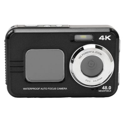 4K Underwater Camera, 48MP 16X Zoom Autofocus Compact Dual Screen Digital Camera, 11ft Water Selfie Camera for Snorkeling Outdoor (Black)