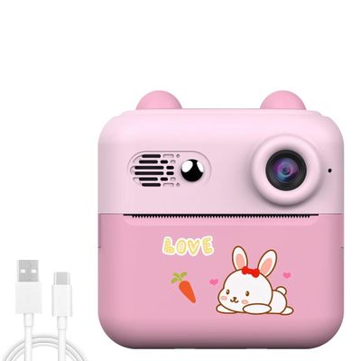 Instant Print Camera for Kids, 50MP 1080P HD Digital Video Camera, 16x Digital Zoom Digital Camera with 2.4 Inch HD Screen, Compact Instant Camera for Travel (Pinkish)