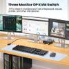8K60Hz 4K120Hz Displayport KVM Switch 3 Monitors 2 Computers, USB 3.0 DP KVM Switch for 2 Computers Share 1 Set of Keyboard, Mouse, Printer and 3 Monitors, 4 Port USB 3.0 for Peripheral Sharing view 2