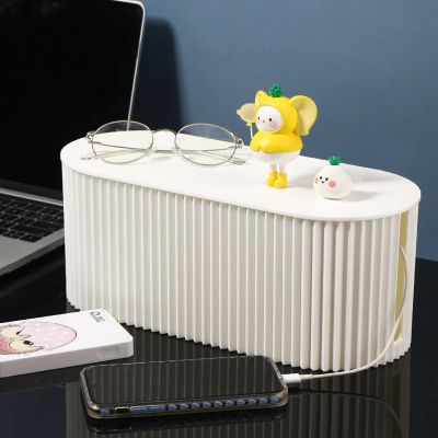 Cable Management Box, Cable Organizer Box Cord Storage Organizer Power Cord Organizer Wire Organizer Box for PC TV Appliances (White Small)