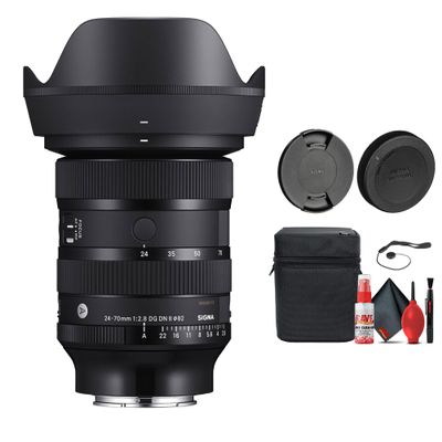 Sigma 24-70mm f/2.8 DG DN II Art Lens for Sony E (57A965) Bundle: Lens Case, Caps, Cleaning Kit, Lens Cap Keeper