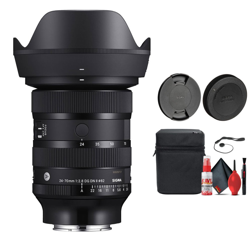 Sigma 24-70mm f/2.8 DG DN II Art Lens for Sony E (57A965) Bundle: Lens Case, Caps, Cleaning Kit, Lens Cap Keeper