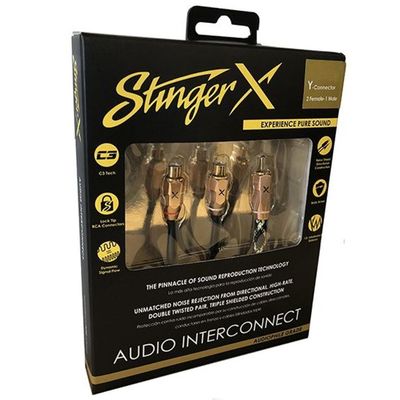 STINGER XI32YF 2-Channel X3 Series Interconnect Y-Connector 2 Female / 1 Male