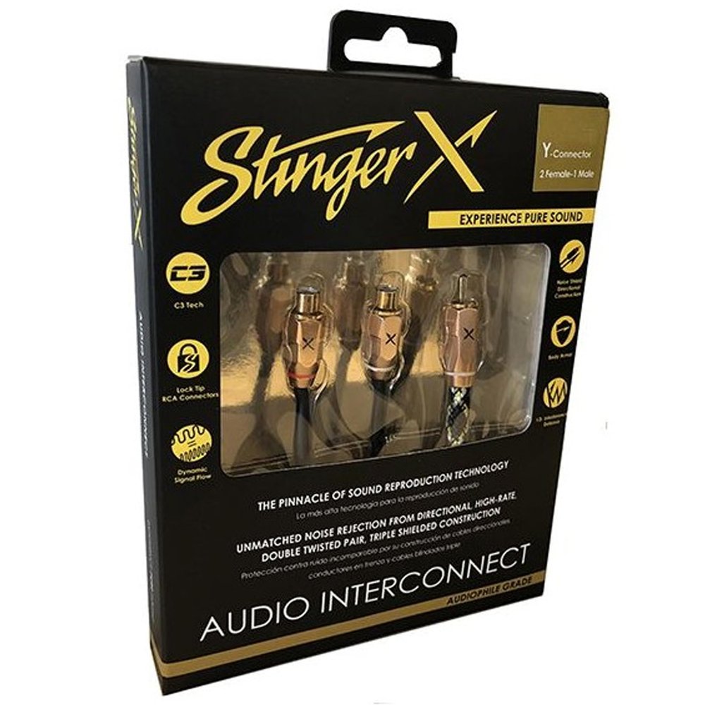 STINGER XI32YF 2-Channel X3 Series Interconnect Y-Connector 2 Female / 1 Male
